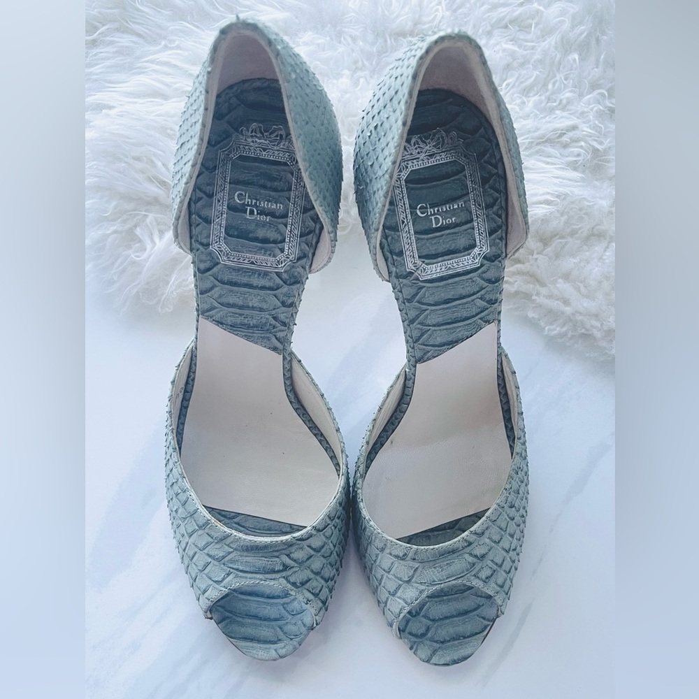 Christian Dior Snakeskin Peep-Toe Heels
